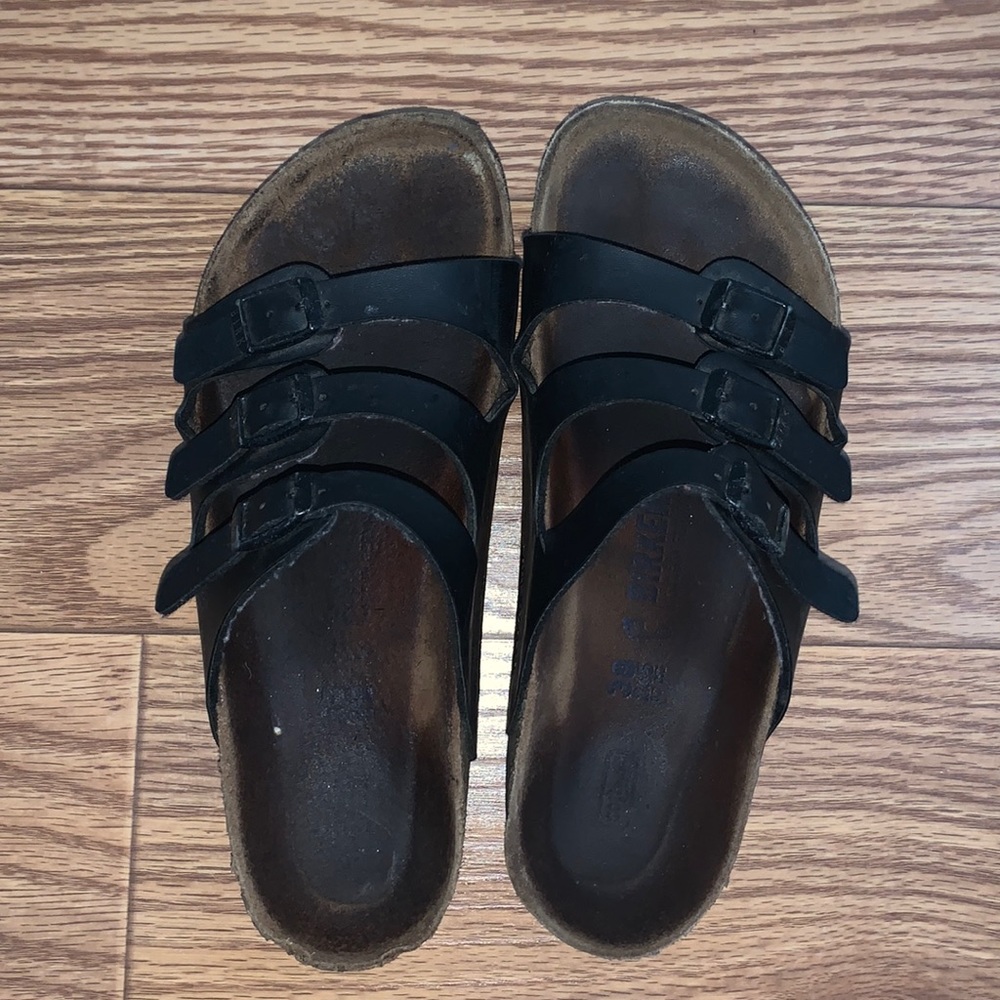 Black Three Strap Birkenstock Sandals - 38